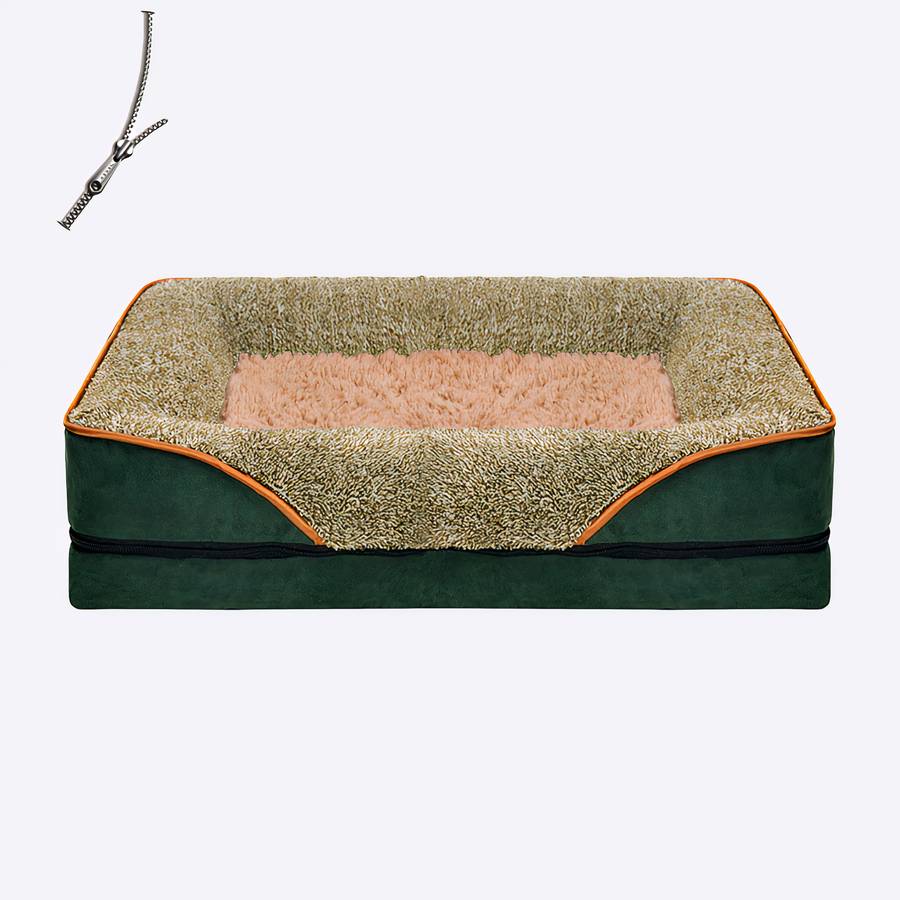 Elegant Green and Beige Dog Sofa Bed Comfortable Pet Couch