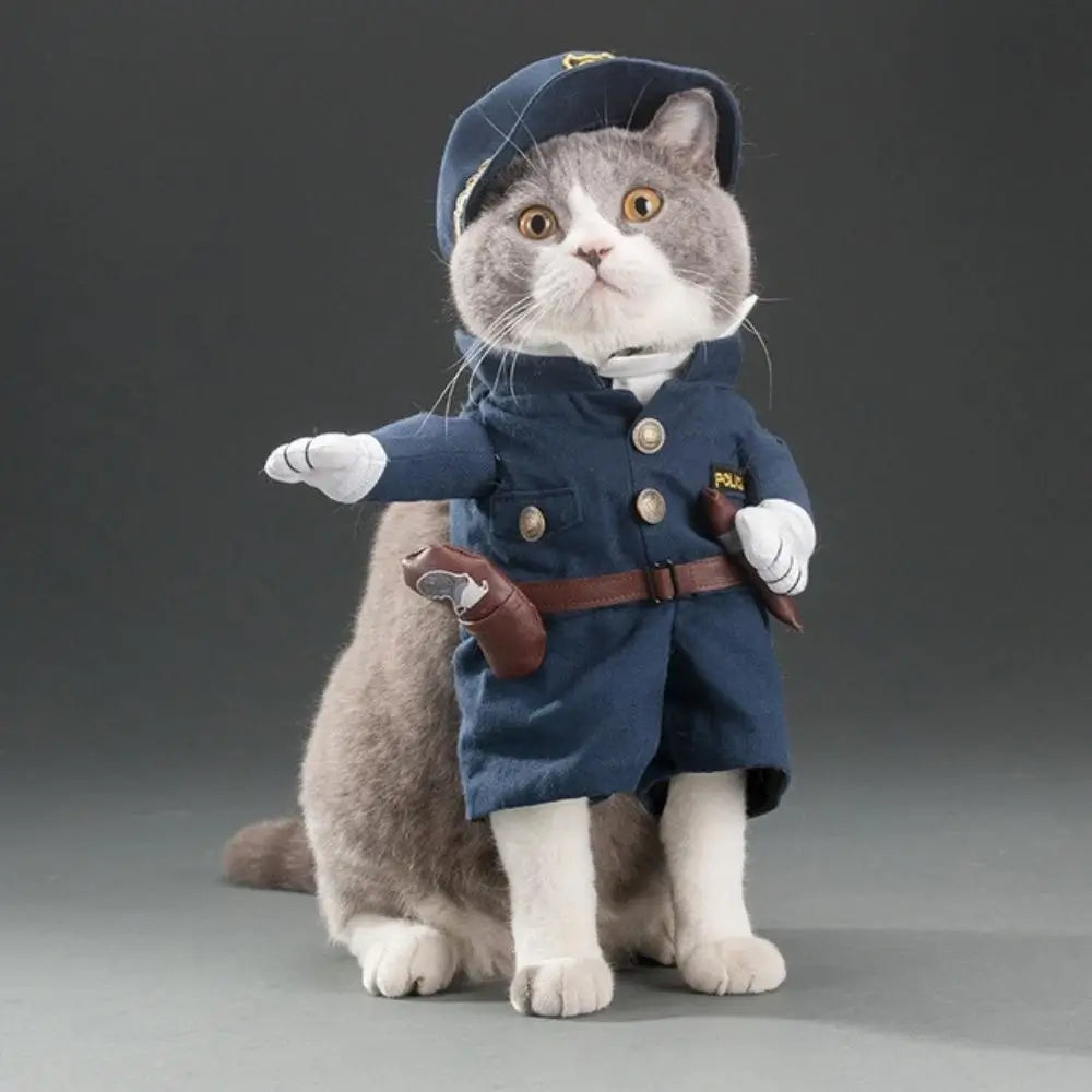 Cat Police Officer Costume Pet Halloween Outfit