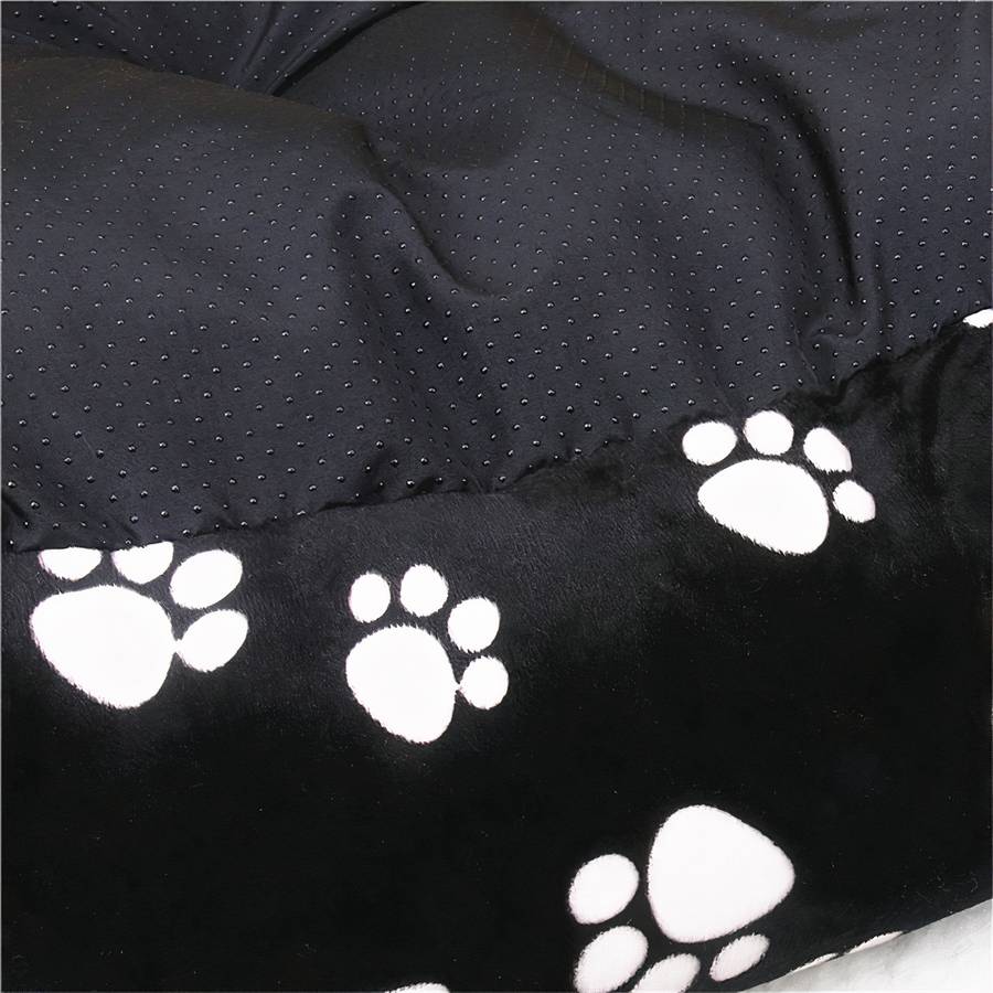 Large Black Dog Bed with Paw Print Pattern XXL for Extra Large Dogs