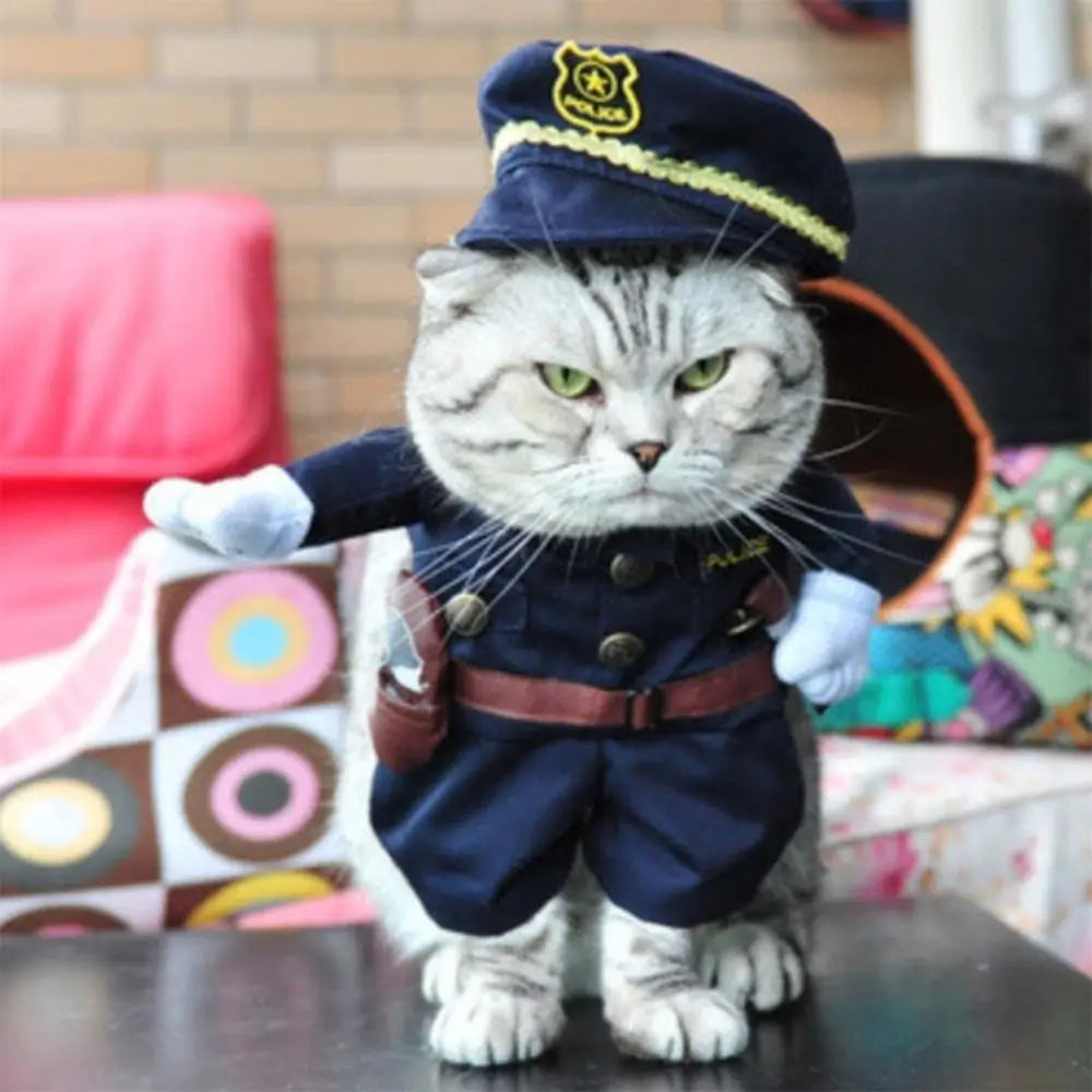 Cat Police Officer Costume Pet Halloween Outfit