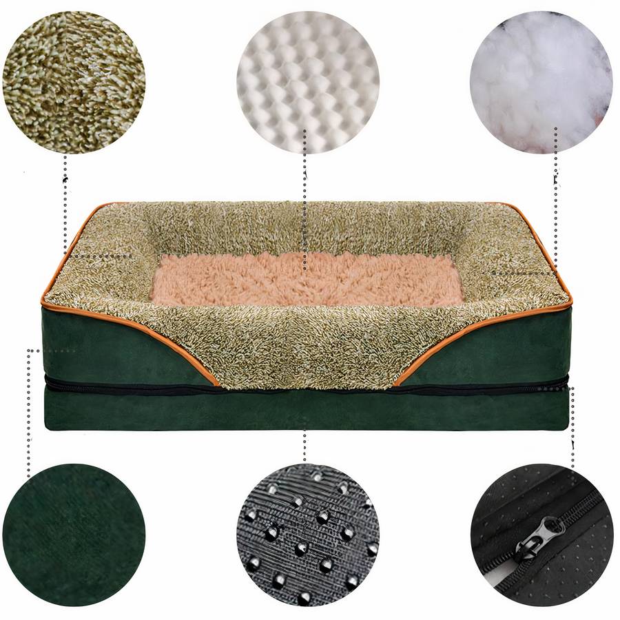 Elegant Green and Beige Dog Sofa Bed Comfortable Pet Couch