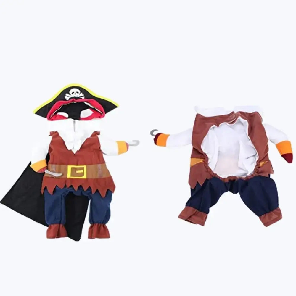 Funny Pirate Cat Costume Pet Outfit Halloween Dress Up