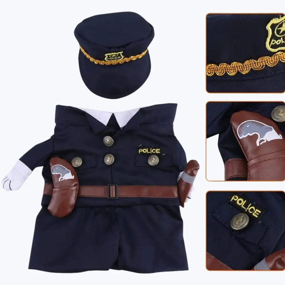 Cat Police Officer Costume Pet Halloween Outfit