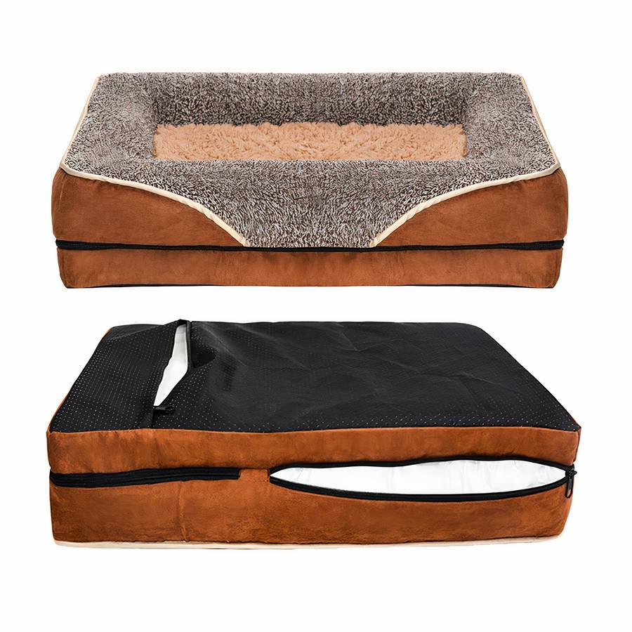 Elegant Brown and Beige Dog Sofa Bed