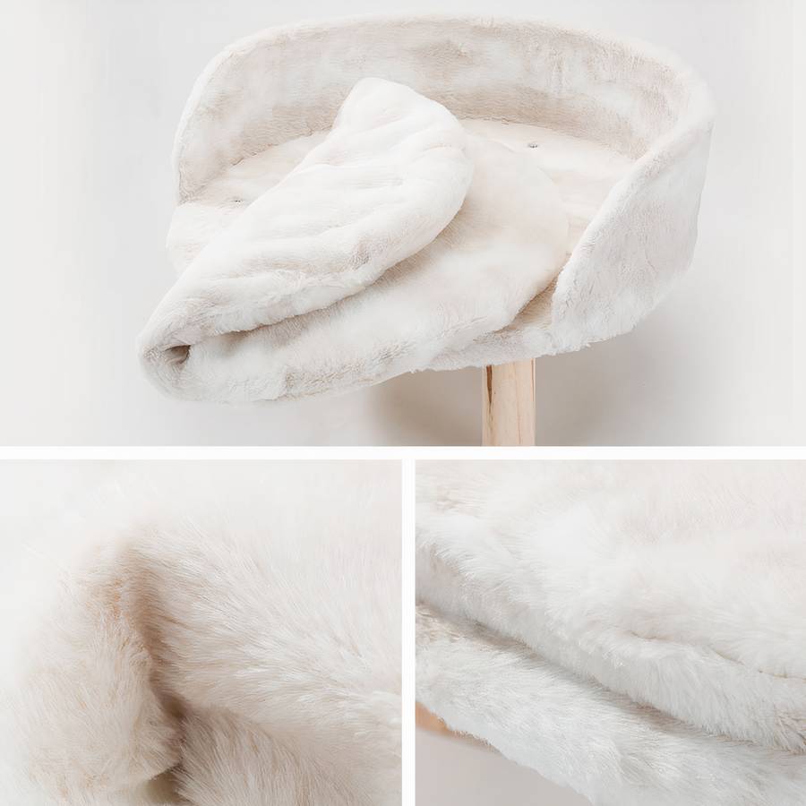 Round White Dog Sofa with Wooden Legs