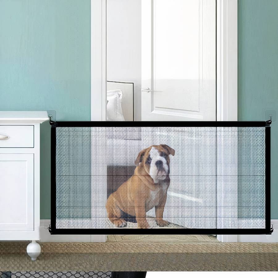 Dog Mesh Barrier Gate Adjustable Pet Safety Gate for Stairs and Doors