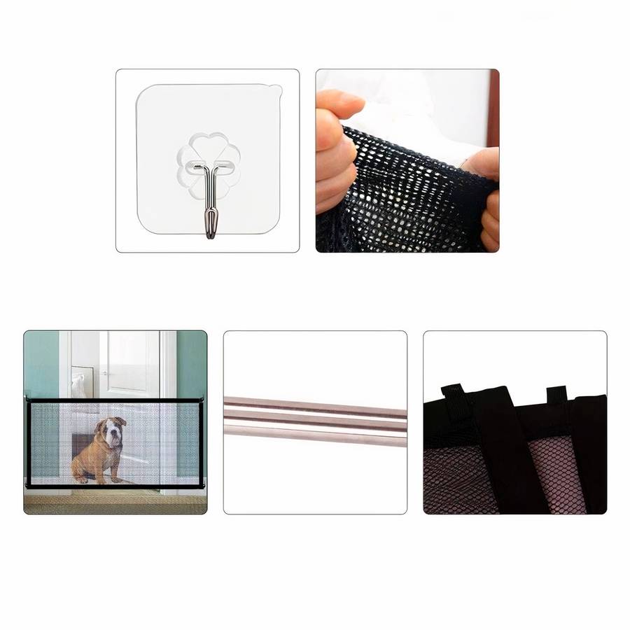 Dog Mesh Barrier Gate Adjustable Pet Safety Gate for Stairs and Doors