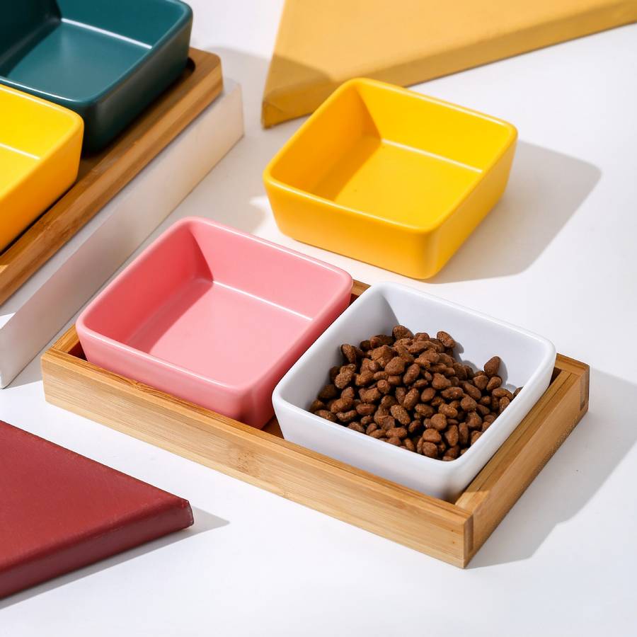 Ceramic Dog Bowl Pet Food Water Dish Durable Non Slip
