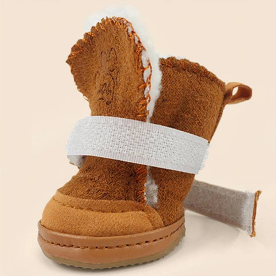 Suede Snow Boots for Small Dogs Waterproof Winter Dog Shoes