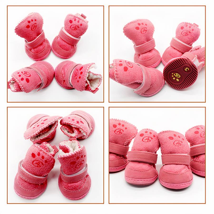 Suede Snow Boots for Small Dogs Waterproof Winter Dog Shoes