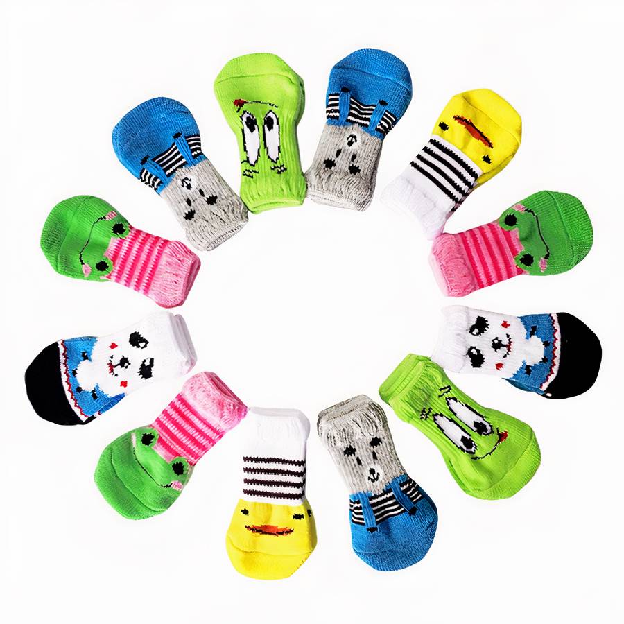Thick Warm Colorful Dog Slippers Cozy Pet Booties for Small Medium Large Dogs