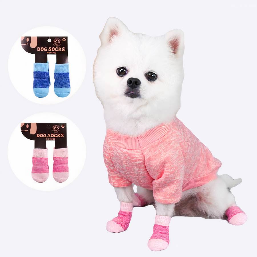 Multicolor Warm Cotton Dog Slippers Cozy Pet Socks for Indoor Use
