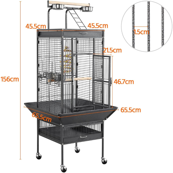 Bird Cage Aviary 18in x 14in x 39in Large Bird Cage with Spacious Flight Area