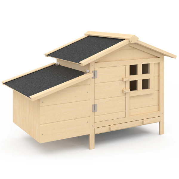 Raised Wooden Chicken Coop with Nesting Box