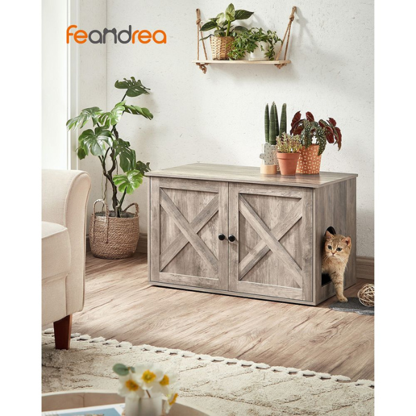 Cat Litter Furniture with Removable Divider - Cat Toilet House for Indoor Cats