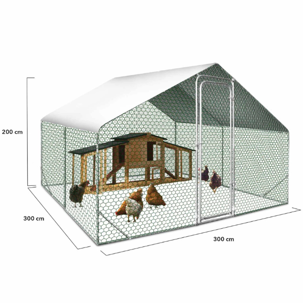 Chicken Coop Run 97 Sq Ft Wire Mesh Enclosure 10x10 Ft Galvanized Steel Yard
