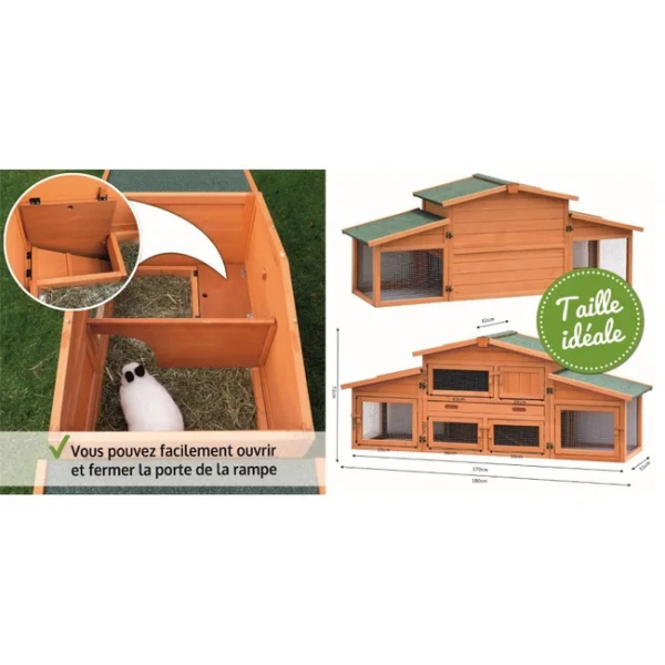 Outdoor Rabbit Hutch Cage 185x51x75cm Small Animal Pet House