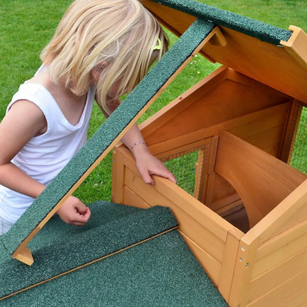 Rabbit Hutch Cage with Run Enclosure 57x21x34 Inch Outdoor Bunny House Villa