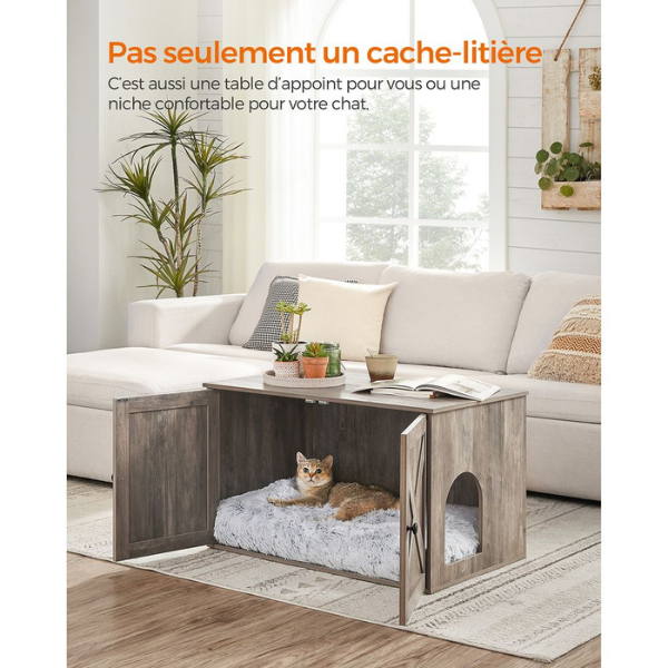 Cat Litter Furniture with Removable Divider - Cat Toilet House for Indoor Cats