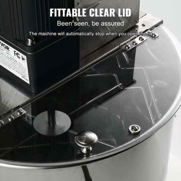 Electric Stainless Steel Honey Extractor 4-8 Frame Honey Spinner with Lid 140W Adjustable Height Beekeeping Equipment
