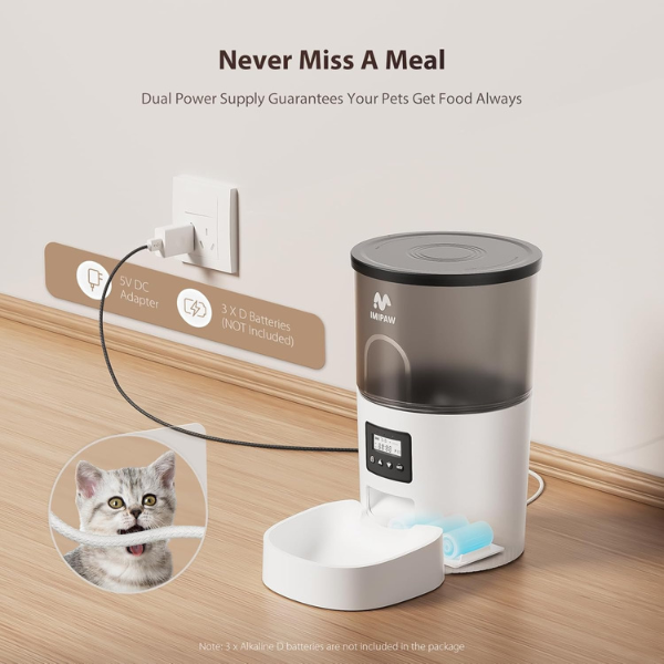 Programmable Automatic Cat Food Dispenser with Portion Control