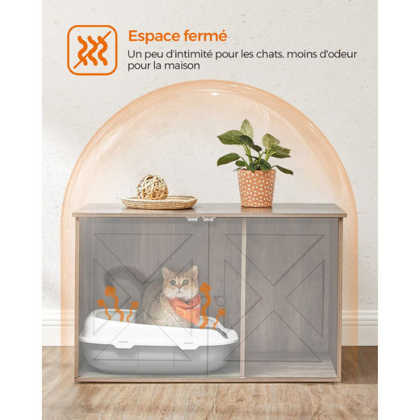Cat Litter Furniture with Removable Divider - Cat Toilet House for Indoor Cats
