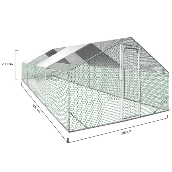 Chicken Coop - 260 Sq Ft Backyard Chicken Run Enclosure Galvanized Steel