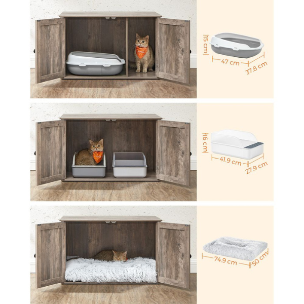 Cat Litter Furniture with Removable Divider - Cat Toilet House for Indoor Cats