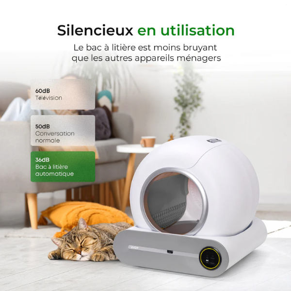 Smart Automatic Self-Cleaning Cat Litter Box Connected WiFi
