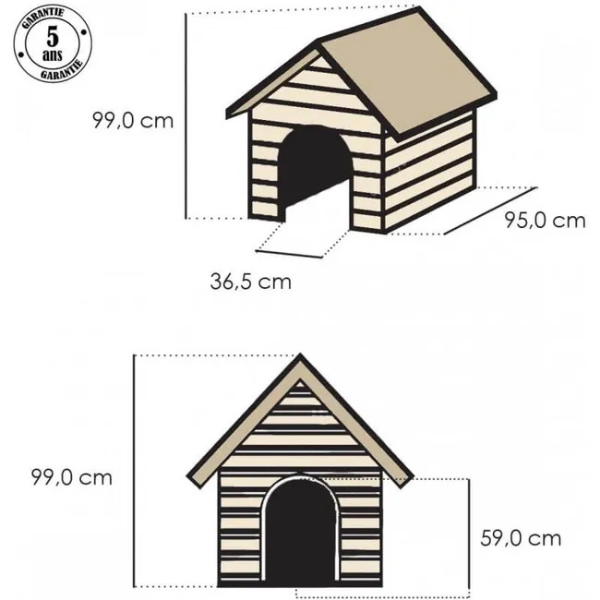 Beige and Brown Plastic Dog House 39 x 37 x 39 inches Durable Outdoor Pet Kennel Shelter