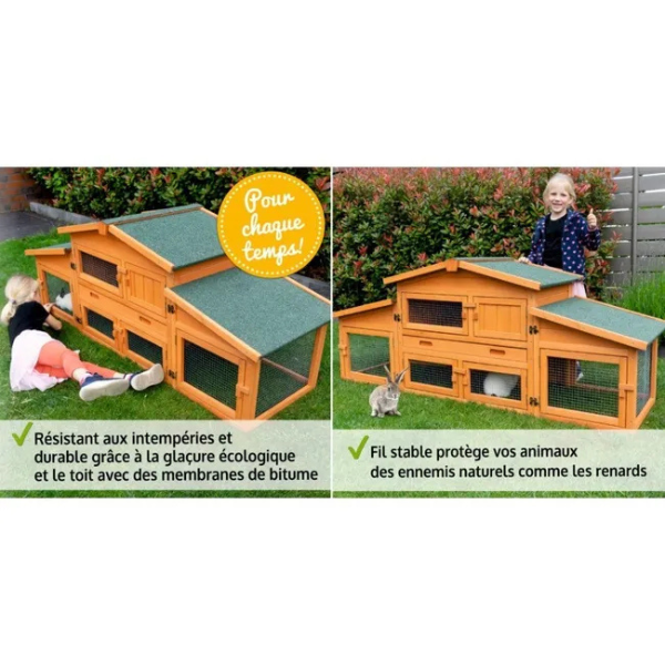 Outdoor Rabbit Hutch Cage 185x51x75cm Small Animal Pet House