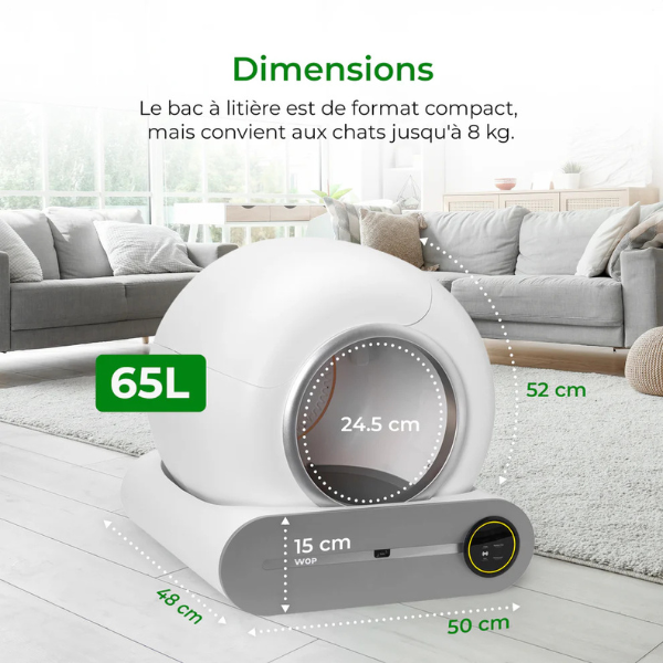 Smart Automatic Self-Cleaning Cat Litter Box Connected WiFi
