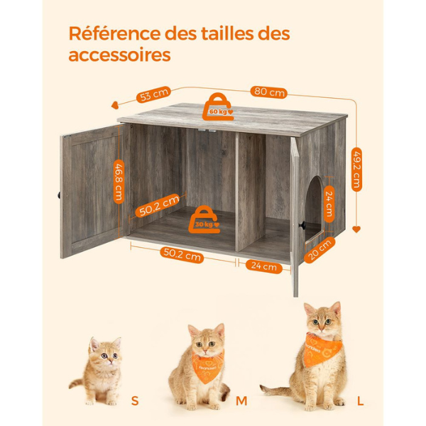 Cat Litter Furniture with Removable Divider - Cat Toilet House for Indoor Cats
