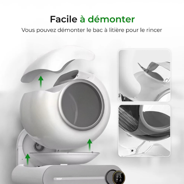 Smart Automatic Self-Cleaning Cat Litter Box Connected WiFi