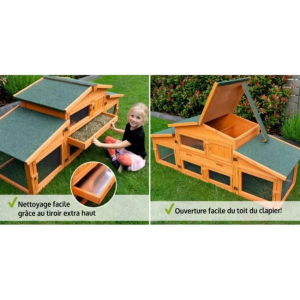 Outdoor Rabbit Hutch Cage 185x51x75cm Small Animal Pet House