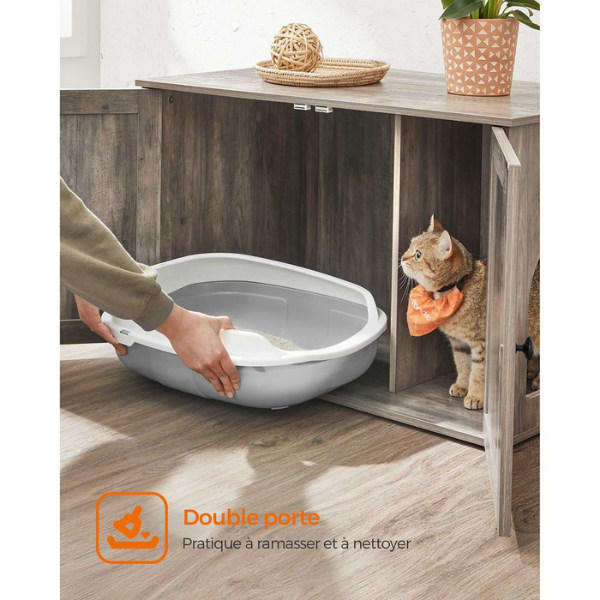 Cat Litter Furniture with Removable Divider - Cat Toilet House for Indoor Cats
