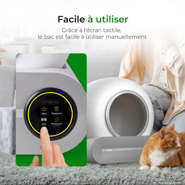 Smart Automatic Self-Cleaning Cat Litter Box Connected WiFi