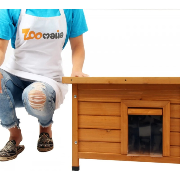 Wooden Cat House Natural Cat Shelter Indoor Outdoor Pet Home