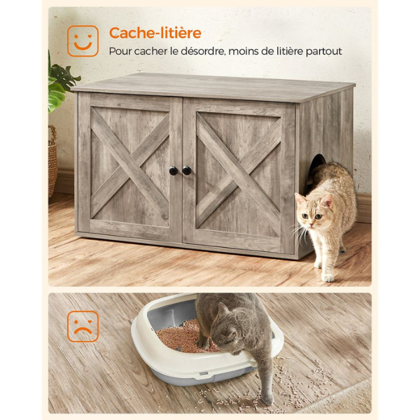 Cat Litter Furniture with Removable Divider - Cat Toilet House for Indoor Cats