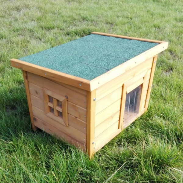 Wooden Cat House Natural Cat Shelter Indoor Outdoor Pet Home
