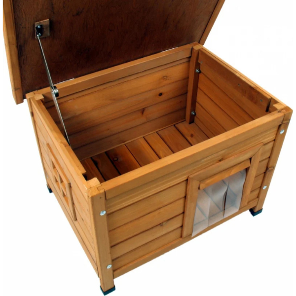 Wooden Cat House Natural Cat Shelter Indoor Outdoor Pet Home