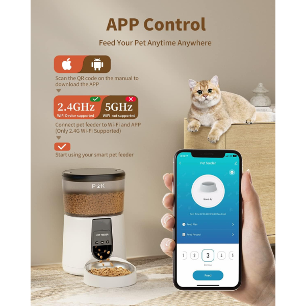 Smart Automatic Cat Feeder Programmable Portion Control Pet Food Dispenser