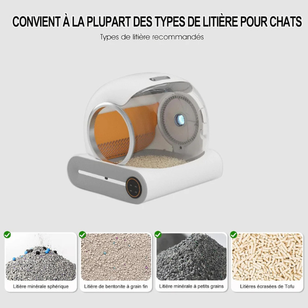 Smart Automatic Self-Cleaning Cat Litter Box Connected WiFi