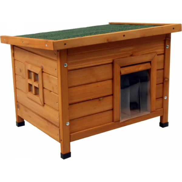 Wooden Cat House Natural Cat Shelter Indoor Outdoor Pet Home