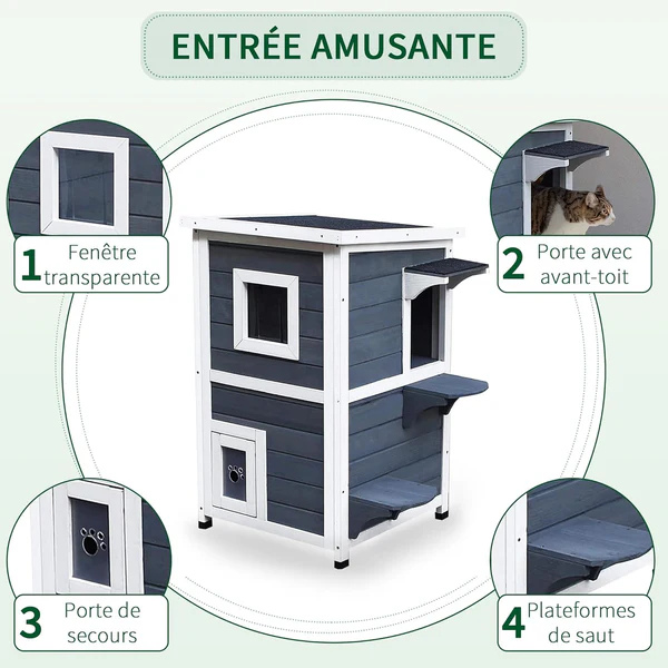 Weatherproof Outdoor Cat House Durable Pet Shelter