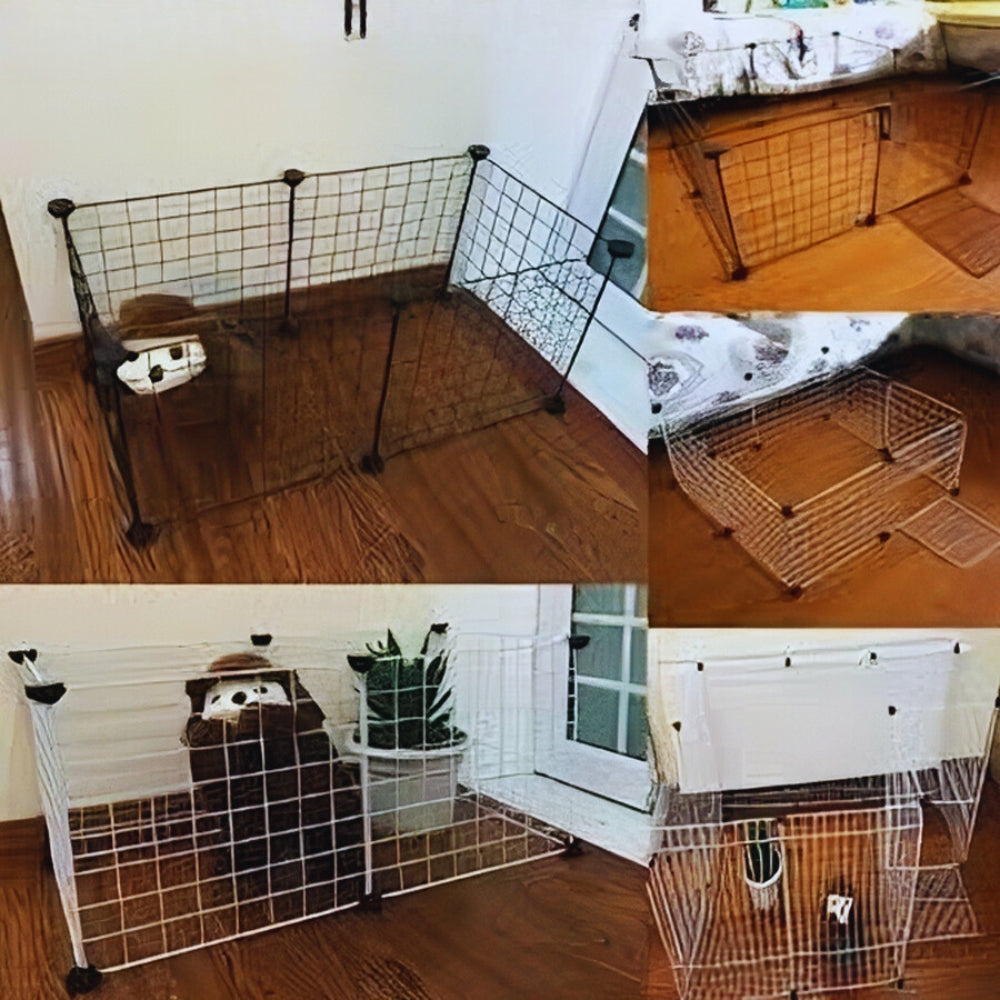 Foldable Metal Dog Playpen with Iron Gates and Safety Barriers