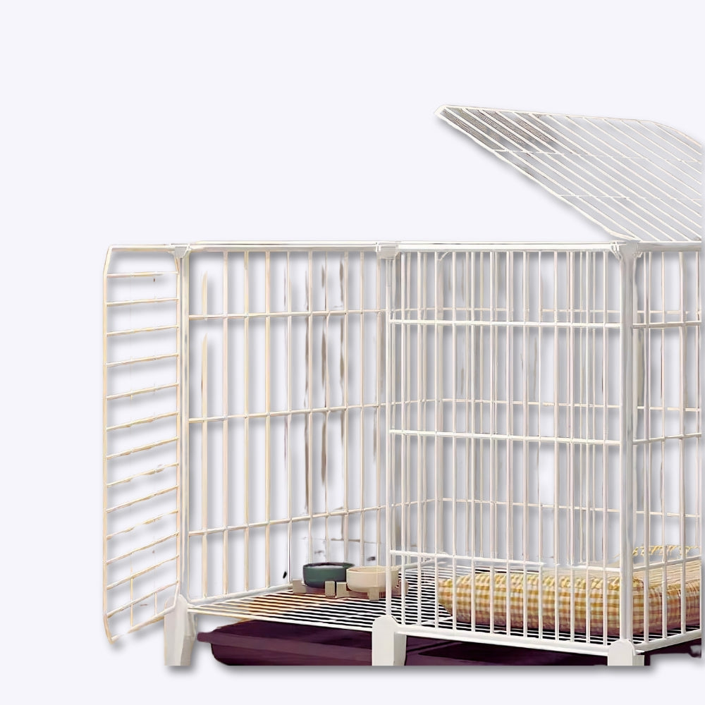 White Dog Playpen with Dual Door Openings