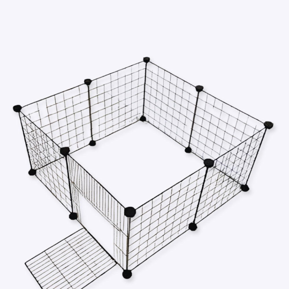 Foldable Metal Dog Playpen with Iron Gates and Safety Barriers