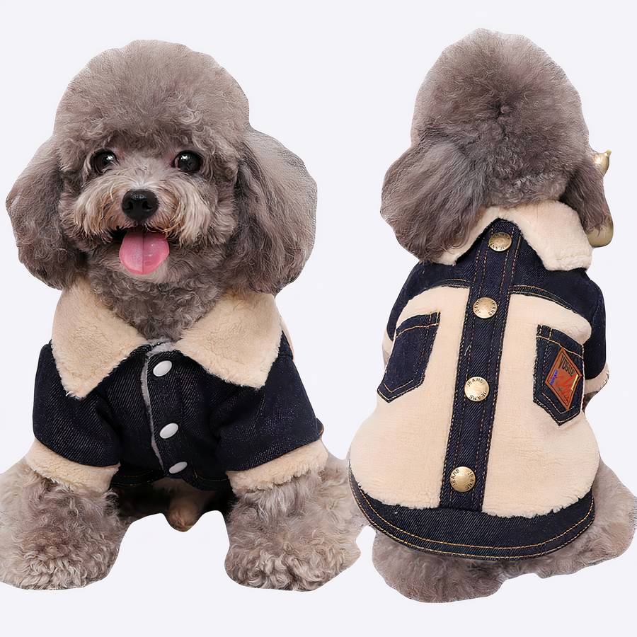 Winter Dog Coat Denim Jacket Warm Outerwear for Small Medium Large Dogs