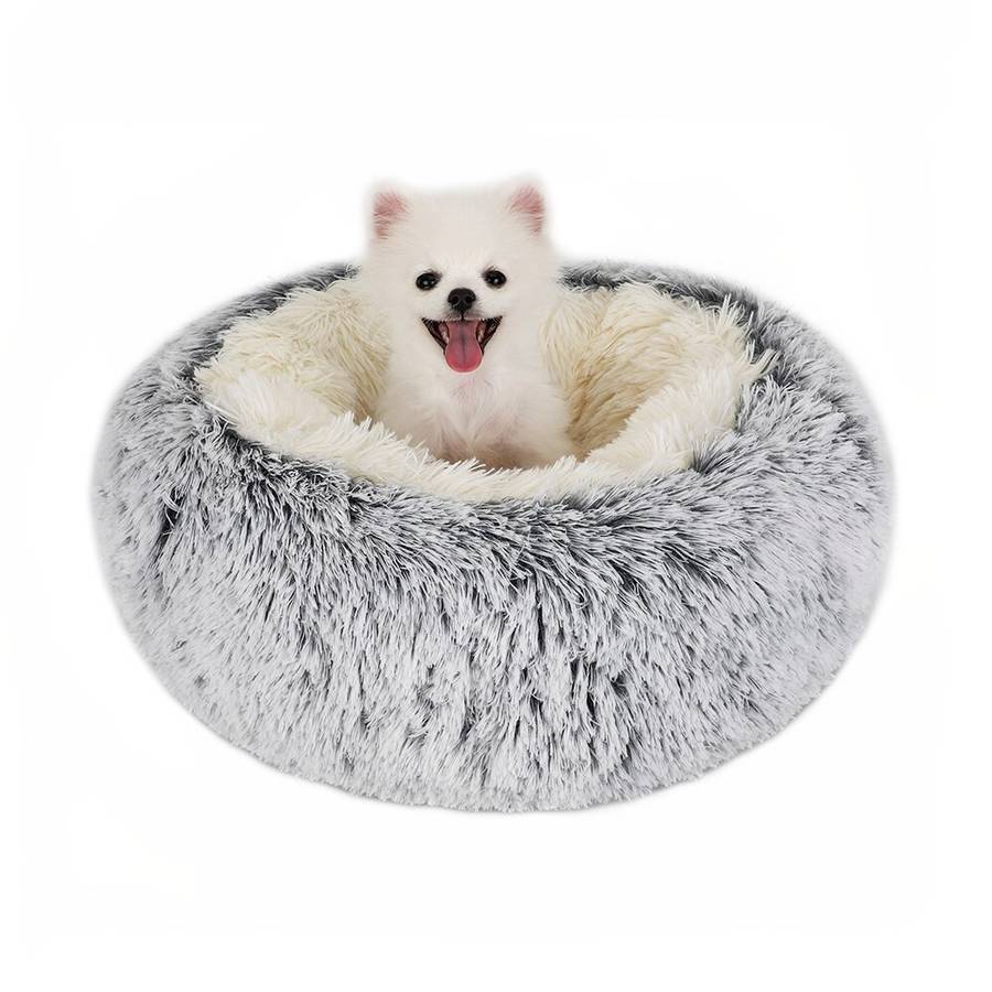 XXL Gray Cotton and Plush Dog Bed Basket